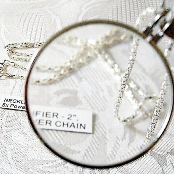 Magnify Glass Pendant Necklace Silver Link Chain 5x Power - Picture 3 of 5
